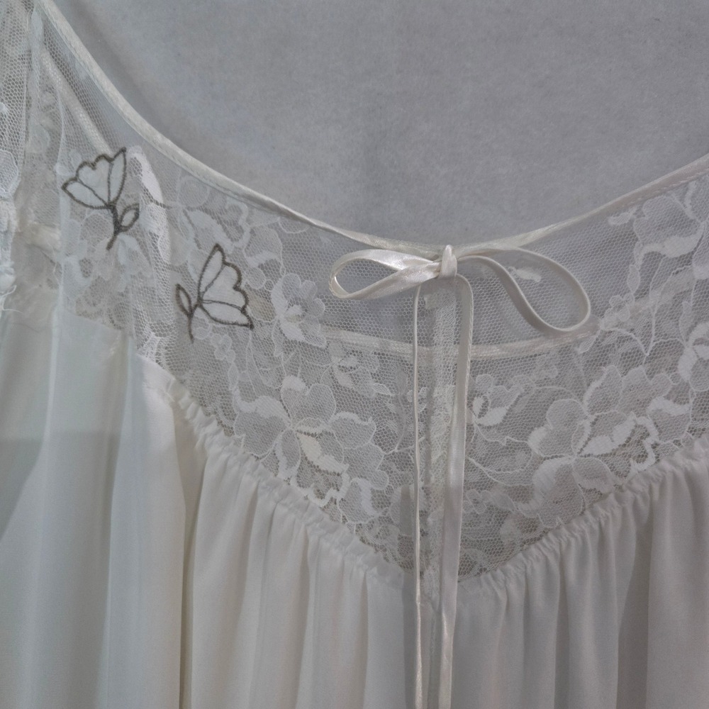 Lucie Ann Nightgown Petite Vintage Lace Trim Maxi Cap Sleeve Beverly Hills #1434 - Picture 10 of 14